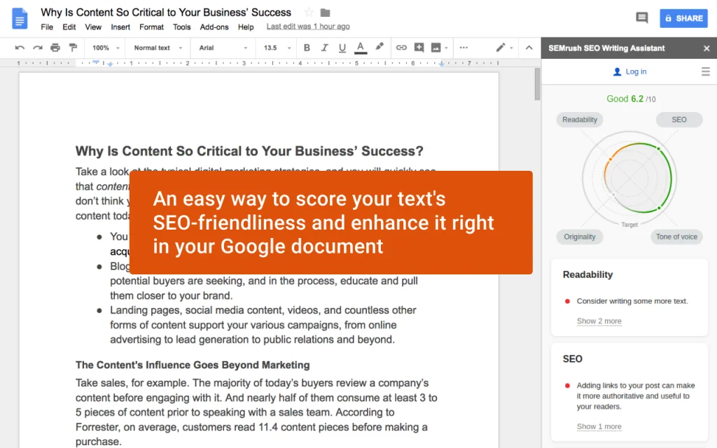SEMRush SEO Writing Assistant