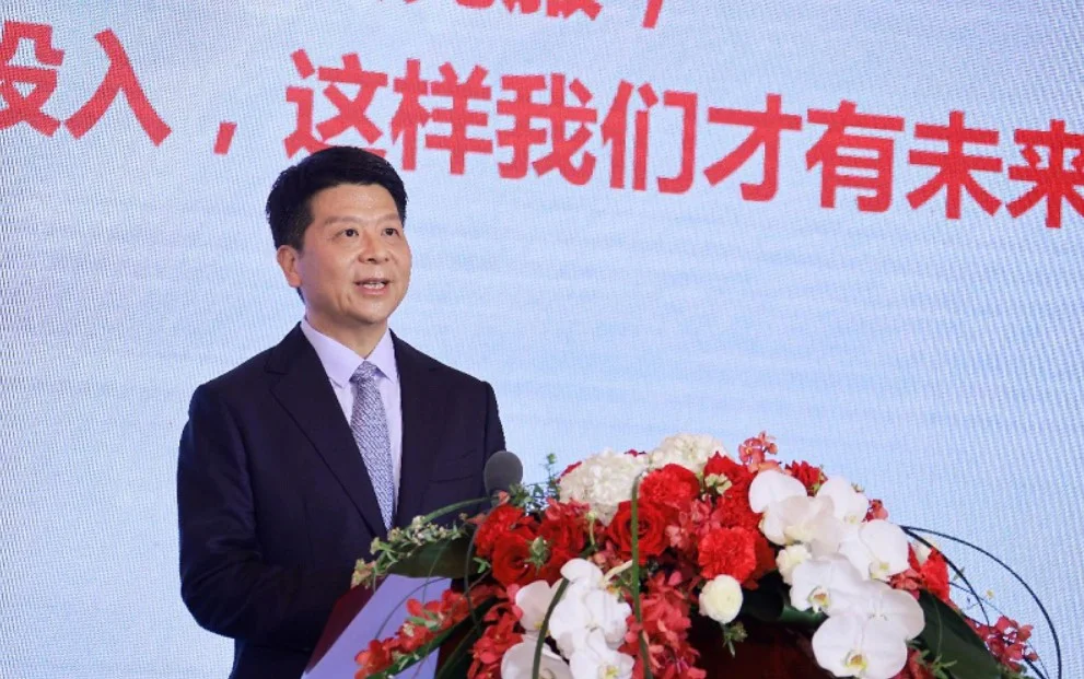 Guo Ping, Huawei's Rotating Chairman, speaking at the press conference