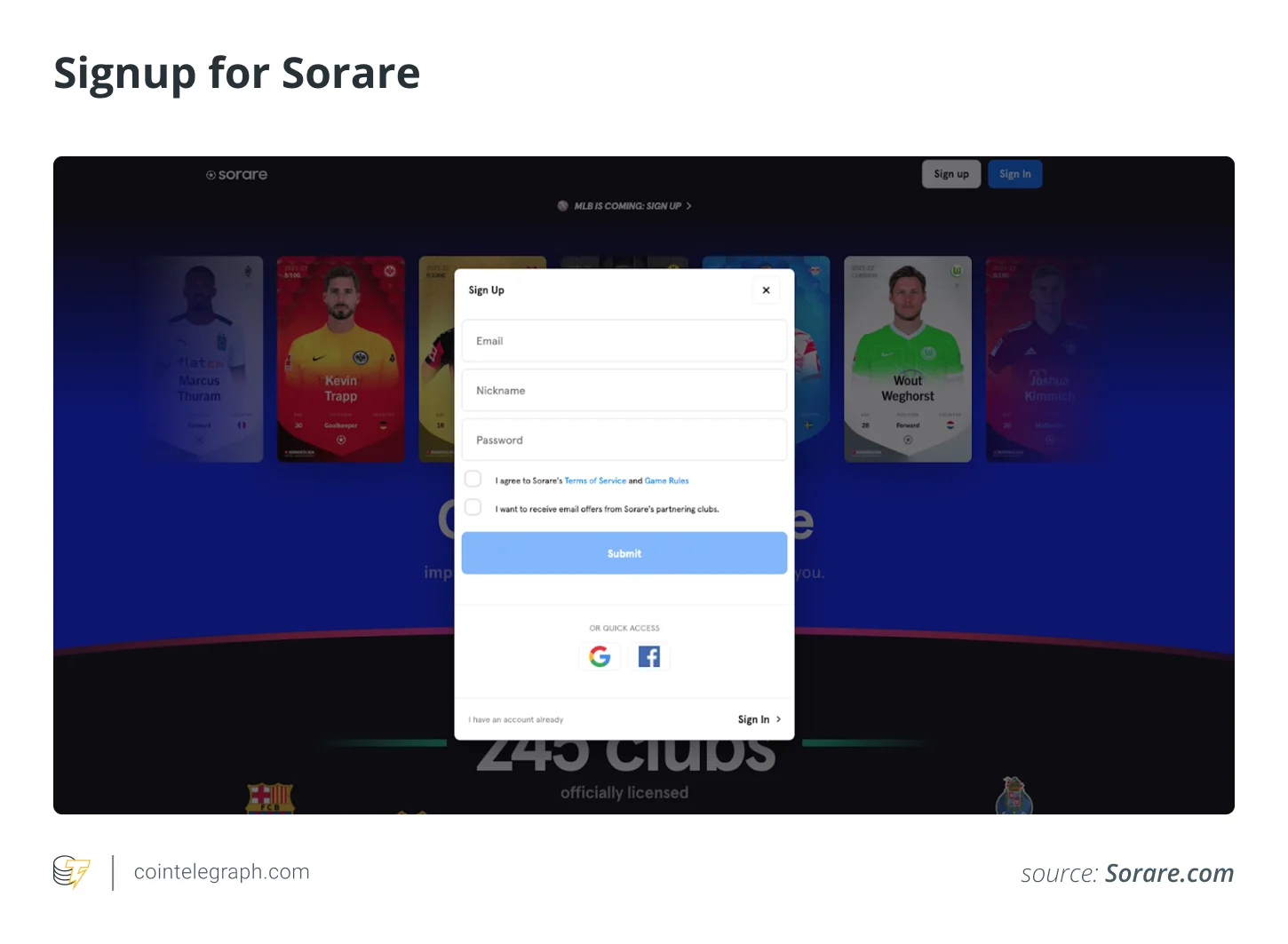 Logovanje Sorare