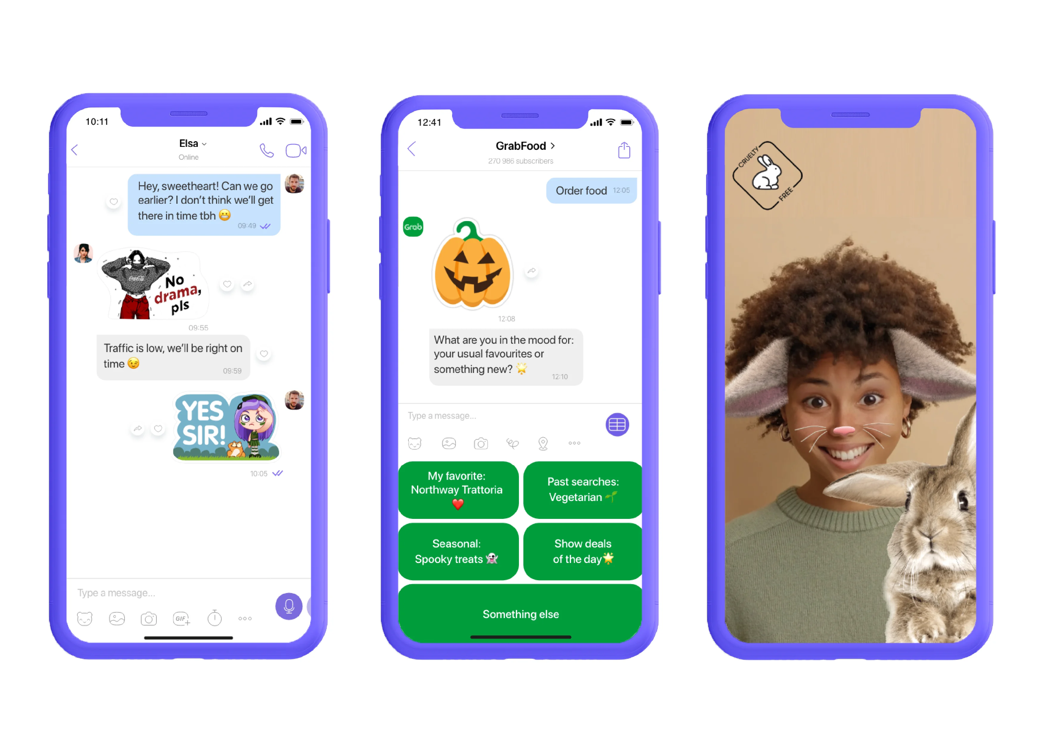 Examples of Chatbots, Stickers and Lenses on Viber