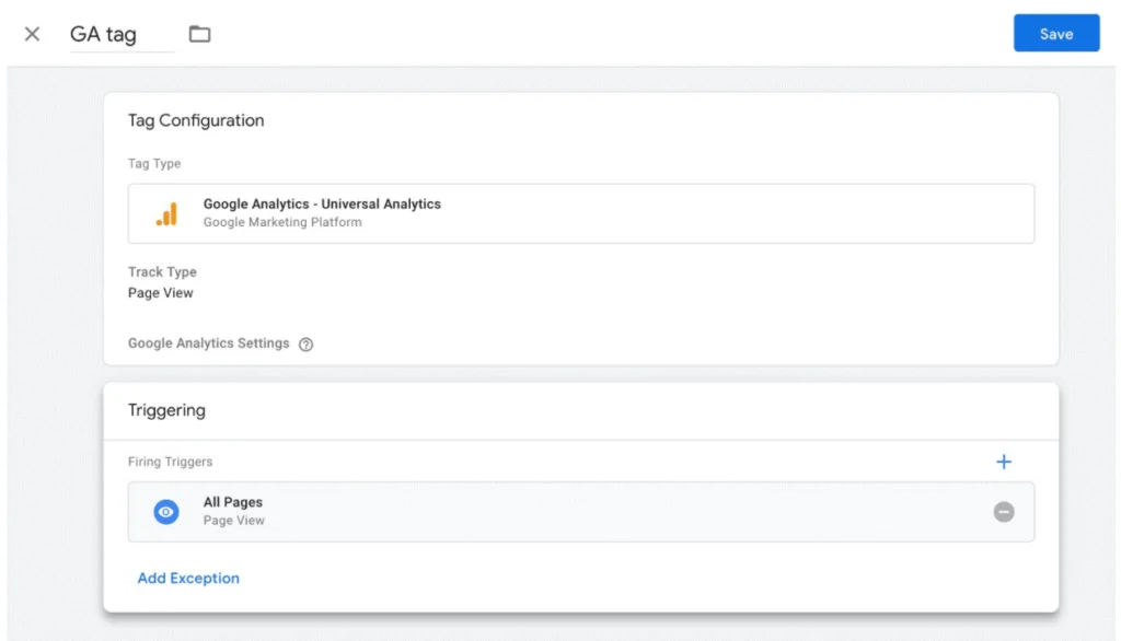 Google Analytics step