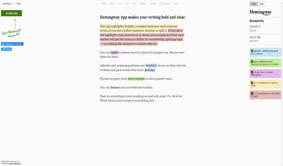 Hemingwayapp Naslovna