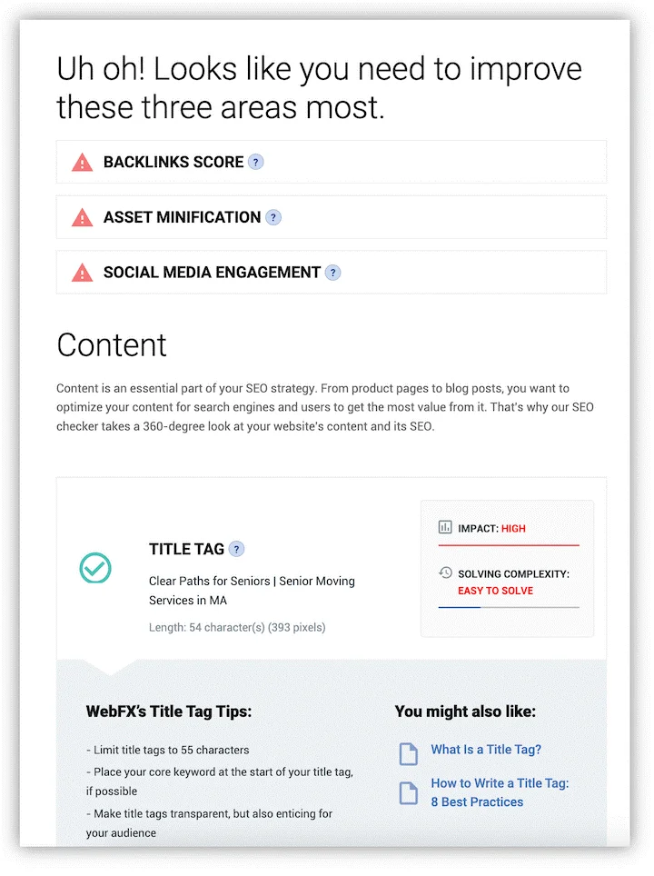 WebFX-ov SEO Checker