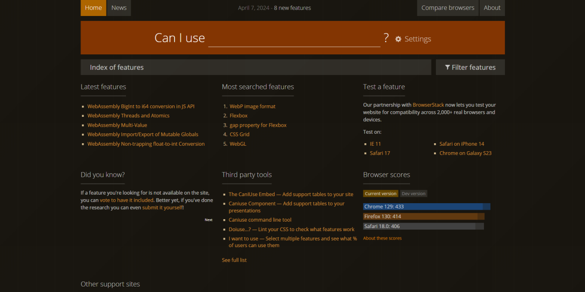 www.caniuse.com