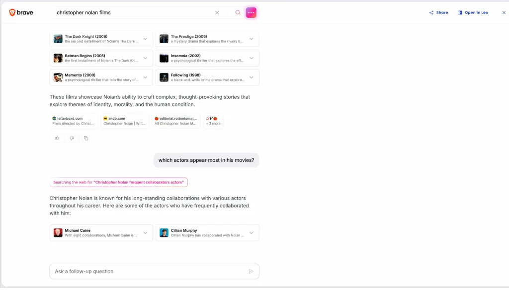 Brave Search dodaje AI chat za dodatna pitanja nakon početnog upita 1