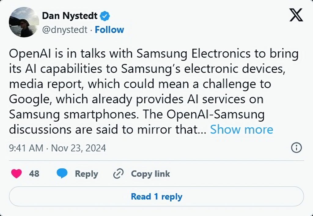 OpenAI navodno pregovara sa Samsung-om kako bi integrisao svoje AI sposobnosti u Galaxy uređaje 1