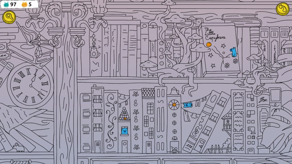 Hidden Capybaras with Orange in the Whimsical Library 2