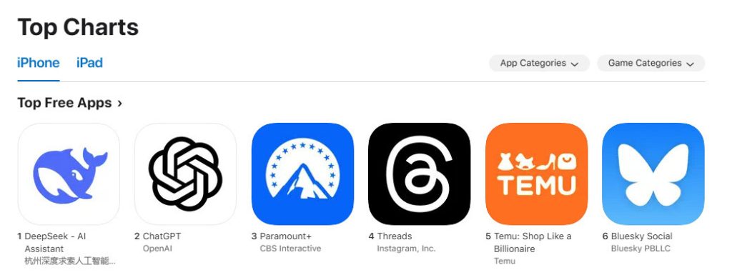 DeepSeek pretekao ChatGPT i postao najpopularnija aplikacija na App Store-u 1