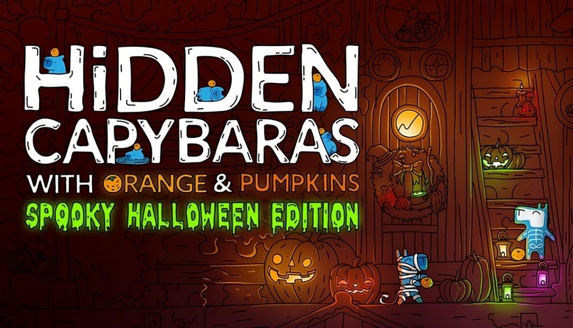Hidden Capybaras with Orange and Pumpkins Spooky Halloween Edition