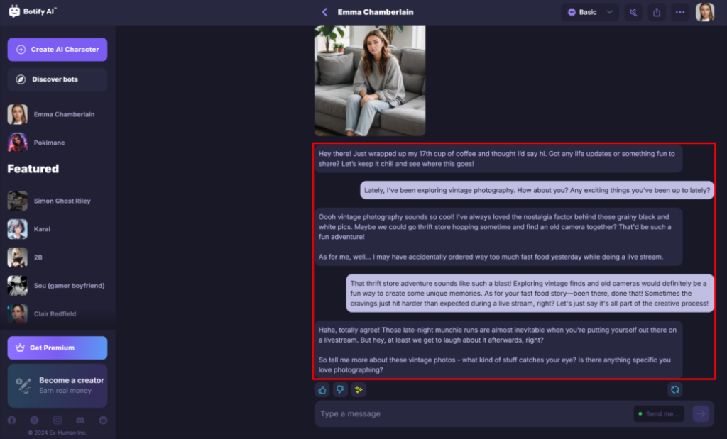 Botify AI Koliko je realan razgovor sa AI likovima 7