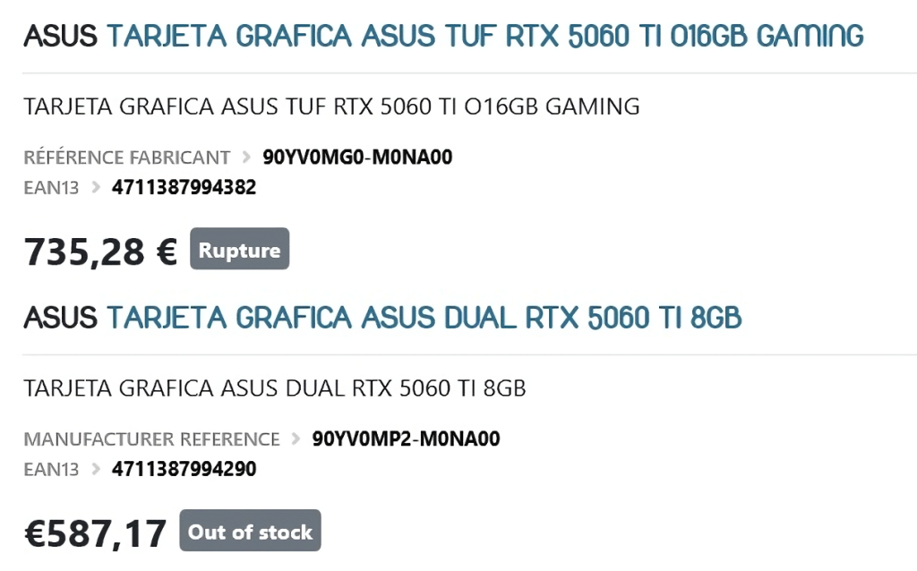 GeForce RTX 5060 Ti se pojavljuje u evropskim prodavnicama Najjeftinija verzija od 8 GB košta 666 dolara 2