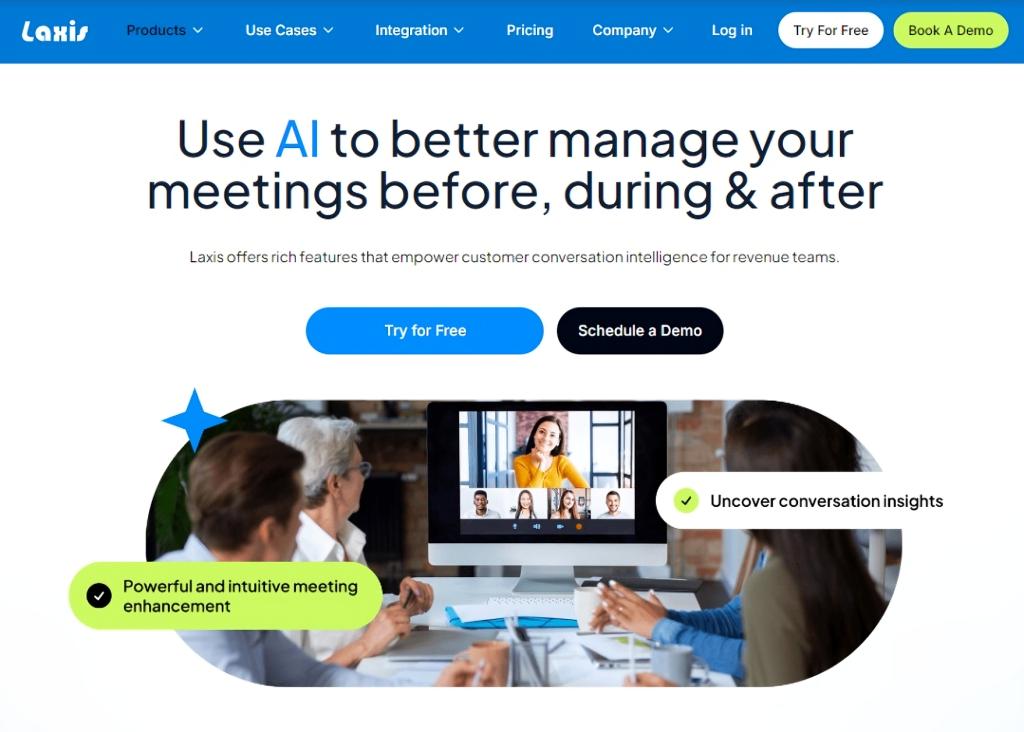 Laxis No.1 AI pomoćnik za produktivnost tokom sastanaka 1