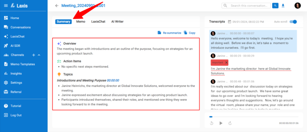 Laxis No.1 AI pomoćnik za produktivnost tokom sastanaka 13