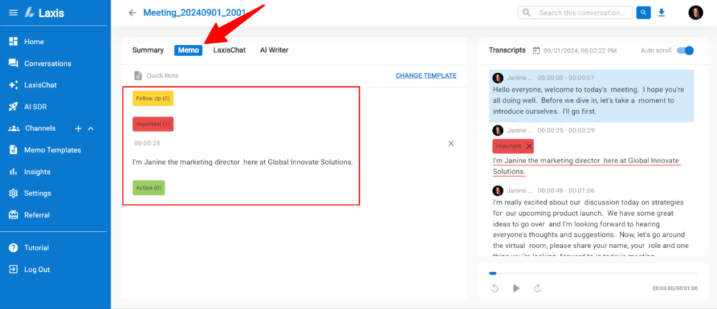Laxis No.1 AI pomoćnik za produktivnost tokom sastanaka 14