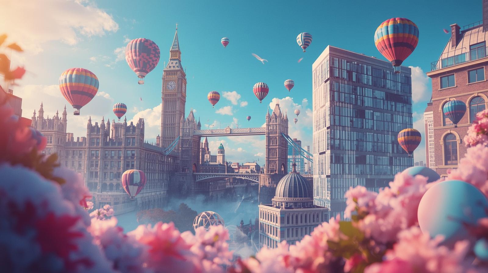 virtuelni Londom sa balonima za transport