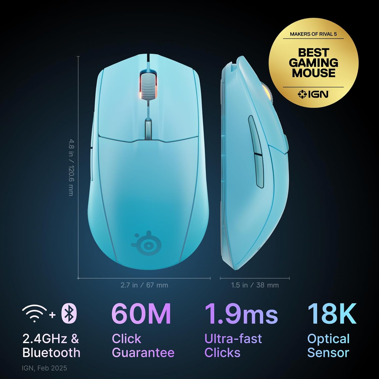 SteelSeries Rival 3 Wireless Gen - gejming mouse